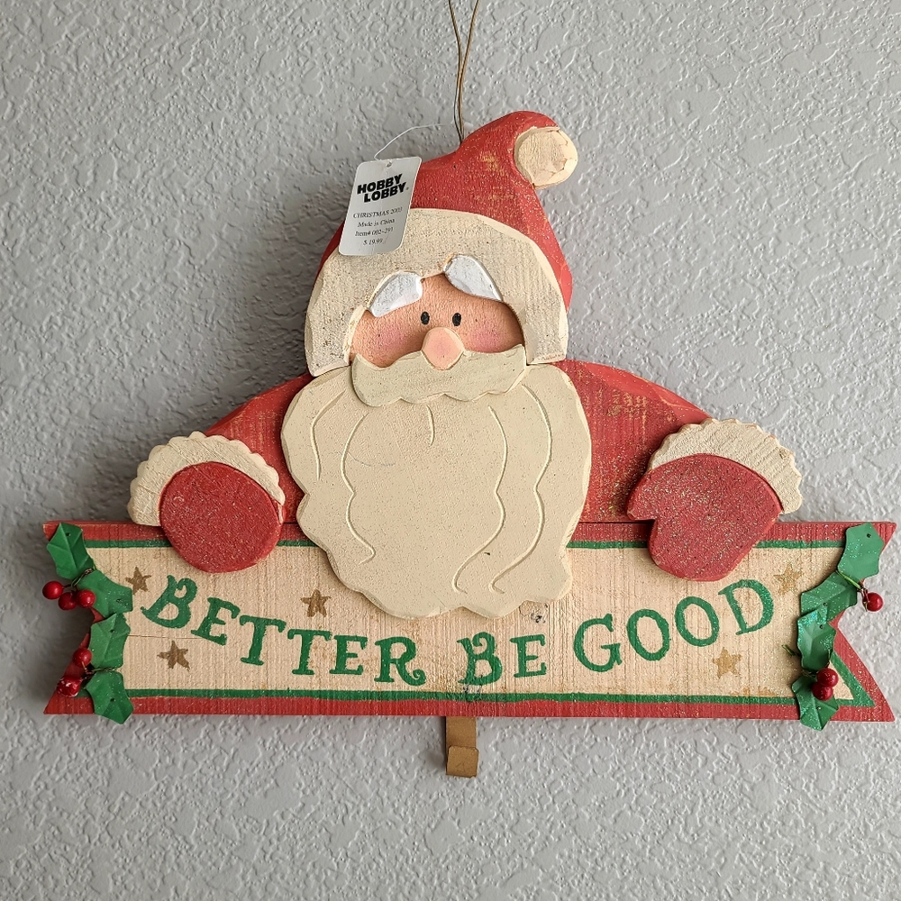 Christmas Santa wall hanging with hook on bottom
